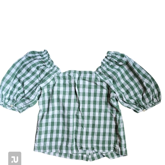 Madewell Linen-Cotton Square-Neck Button-Front Top in Gingham Check - Picture 7 of 9